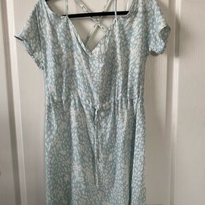 Greylin Light Blue and White Midi Dress